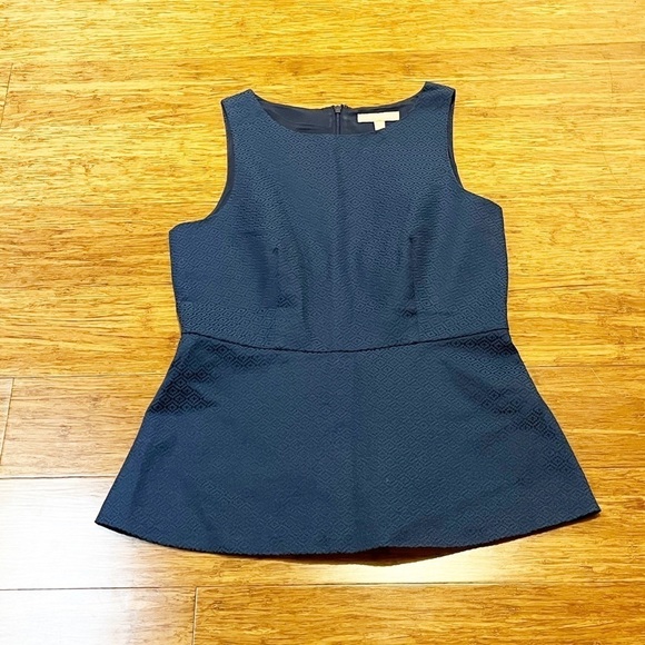 Banana Republic sleeveless blue jacquard lined peplum top w/ back zipper. Size 8 - Picture 5 of 13